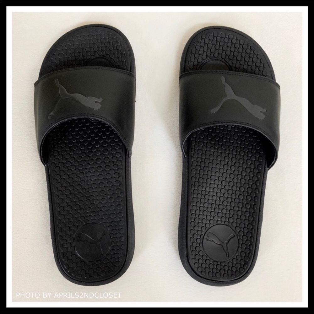 PUMA BLACK SLIDES SANDALS CAT SPORT SLIP ONS A2C - Picture 7 of 8